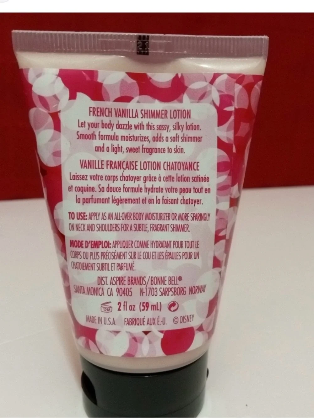 French Vanilla Shimmer Lotion - Pink Patterned Tube
